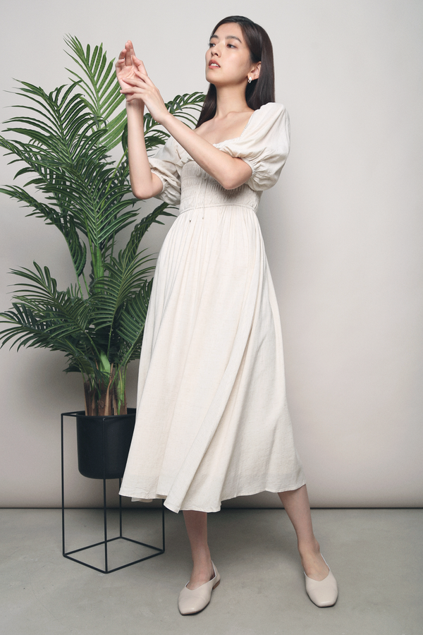 Parisa Smocked Midi Dress Malt