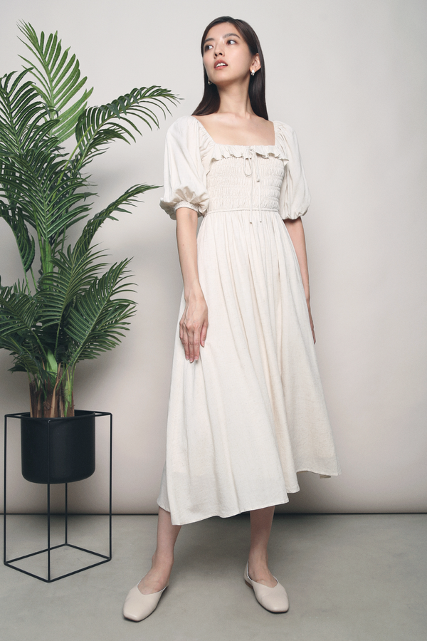 Parisa Smocked Midi Dress Malt