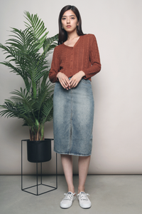 Valrose Cable Knit Cardigan Burnt Orange