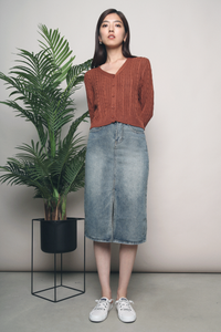 Valrose Cable Knit Cardigan Burnt Orange