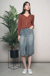 Valrose Cable Knit Cardigan Burnt Orange