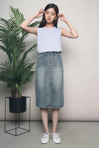 Dexter Denim Slit Skirt (Restock)