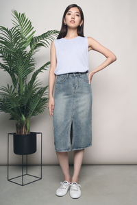 Dexter Denim Slit Skirt (Restock)