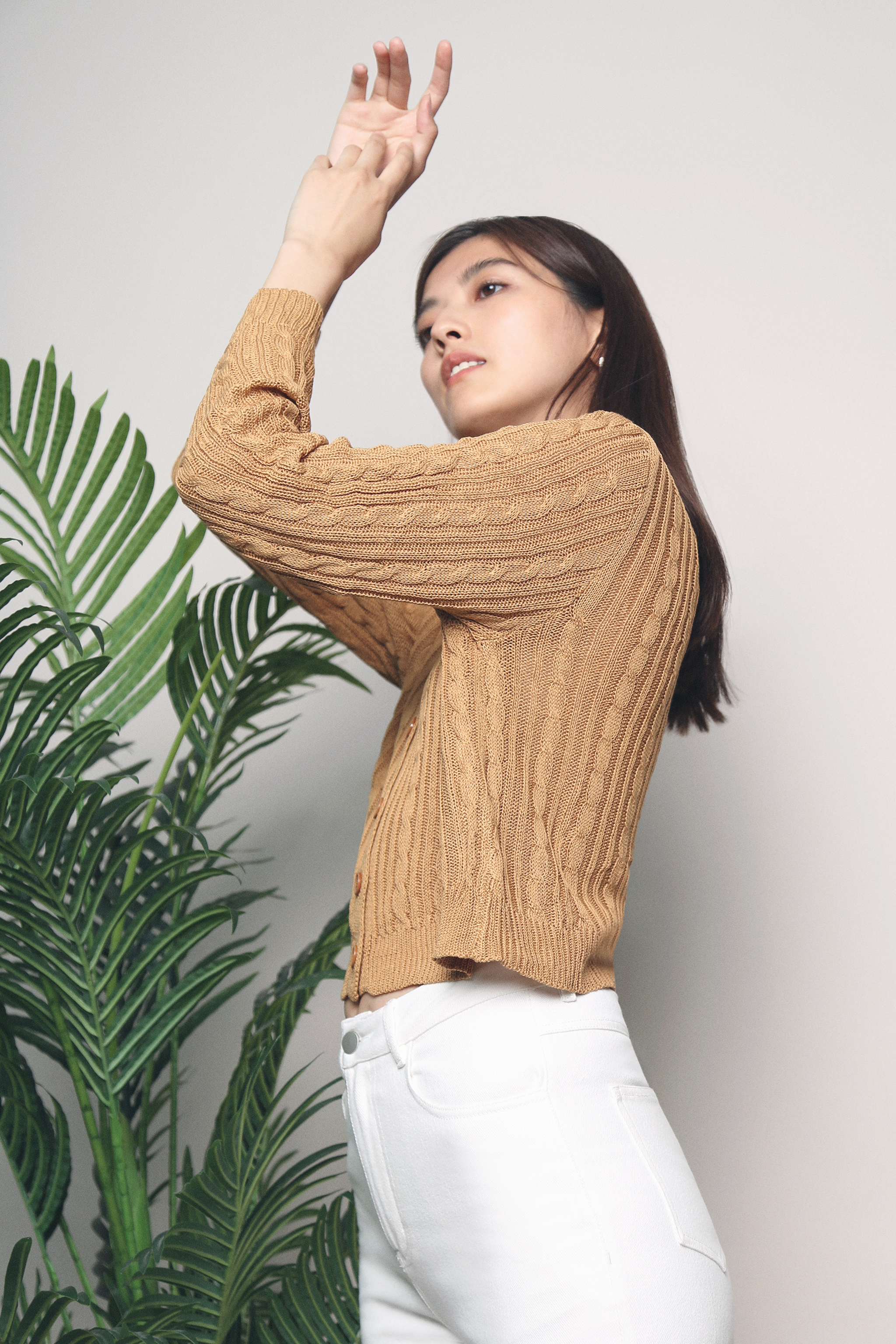 Valrose Cable Knit Cardigan Caramel