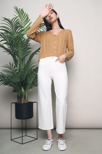 Valrose Cable Knit Cardigan Caramel