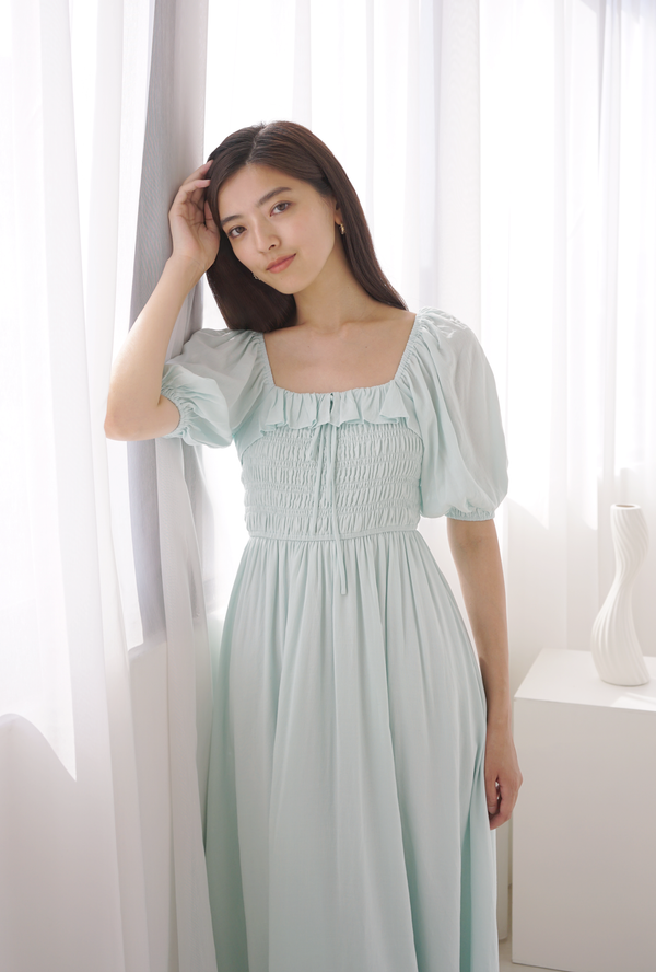 Parisa Smocked Midi Dress Sage