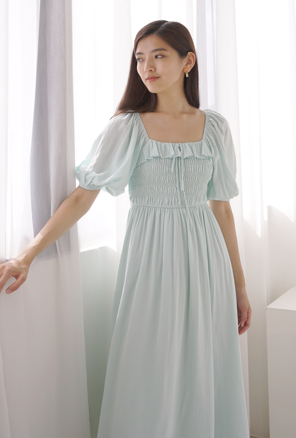 Parisa Smocked Midi Dress Sage