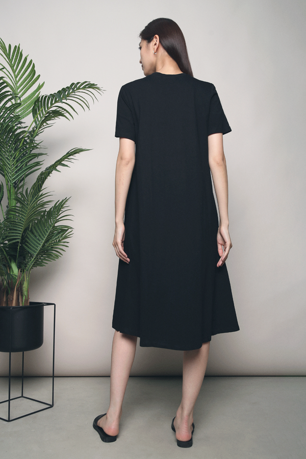 Tibury Flare Tee Maxi Dress Black