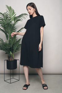 Tibury Flare Tee Maxi Dress Black
