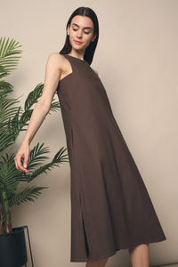 Mandala Racerfront Midi Dress Taupe (Restock)