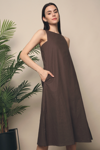 Mandala Racerfront Midi Dress Taupe (Restock)
