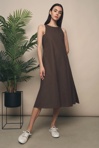 Mandala Racerfront Midi Dress Taupe (Restock)