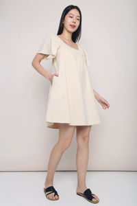 Jandy Flutter Sleeves Dress Cream