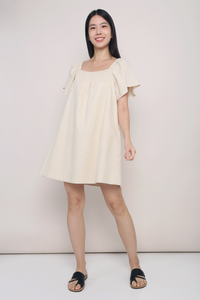 Jandy Flutter Sleeves Dress Cream
