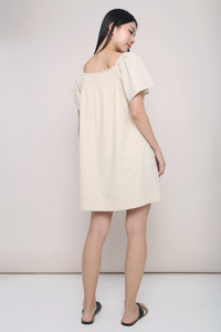 Jandy Flutter Sleeves Dress Cream