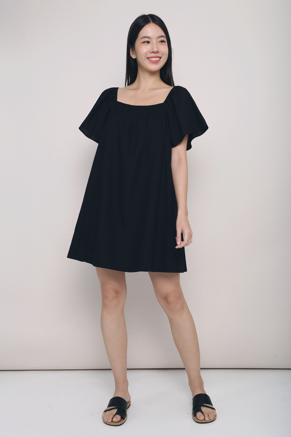 Jandy Flutter Sleeves Dress Black