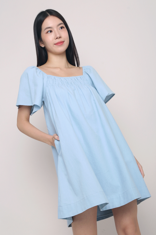 Jandy Flutter Sleeves Dress Ice Blue