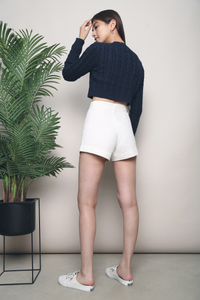 Jazz Cable Knit Cropped Cardigan Navy