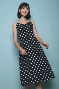 Jones Polka Dotted Midi Dress Black