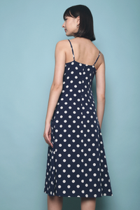 Jones Polka Dotted Midi Dress Navy