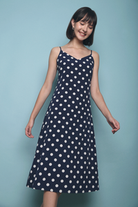 Jones Polka Dotted Midi Dress Navy