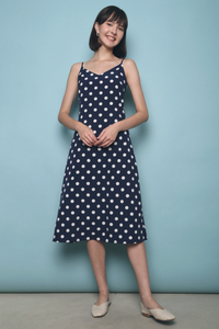 Jones Polka Dotted Midi Dress Navy