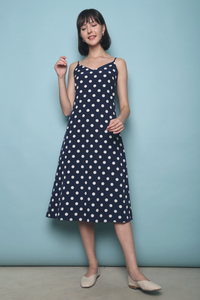 Jones Polka Dotted Midi Dress Navy