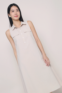 Jules Sleeveless Pocket Midi Dress Malt