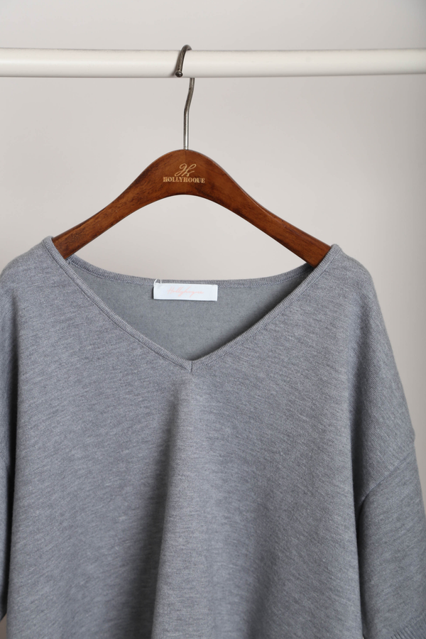 Keepsake High Low Boxy Knit Top Grey