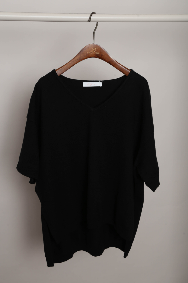 Keepsake High Low Boxy Knit Top Black