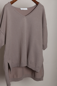 Keepsake High Low Boxy Knit Top Taupe