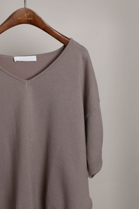 Keepsake High Low Boxy Knit Top Taupe