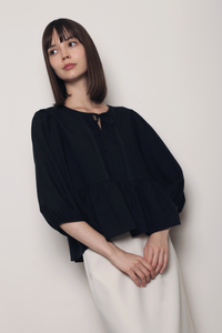 Laurel Lace Pleat Blouse Navy