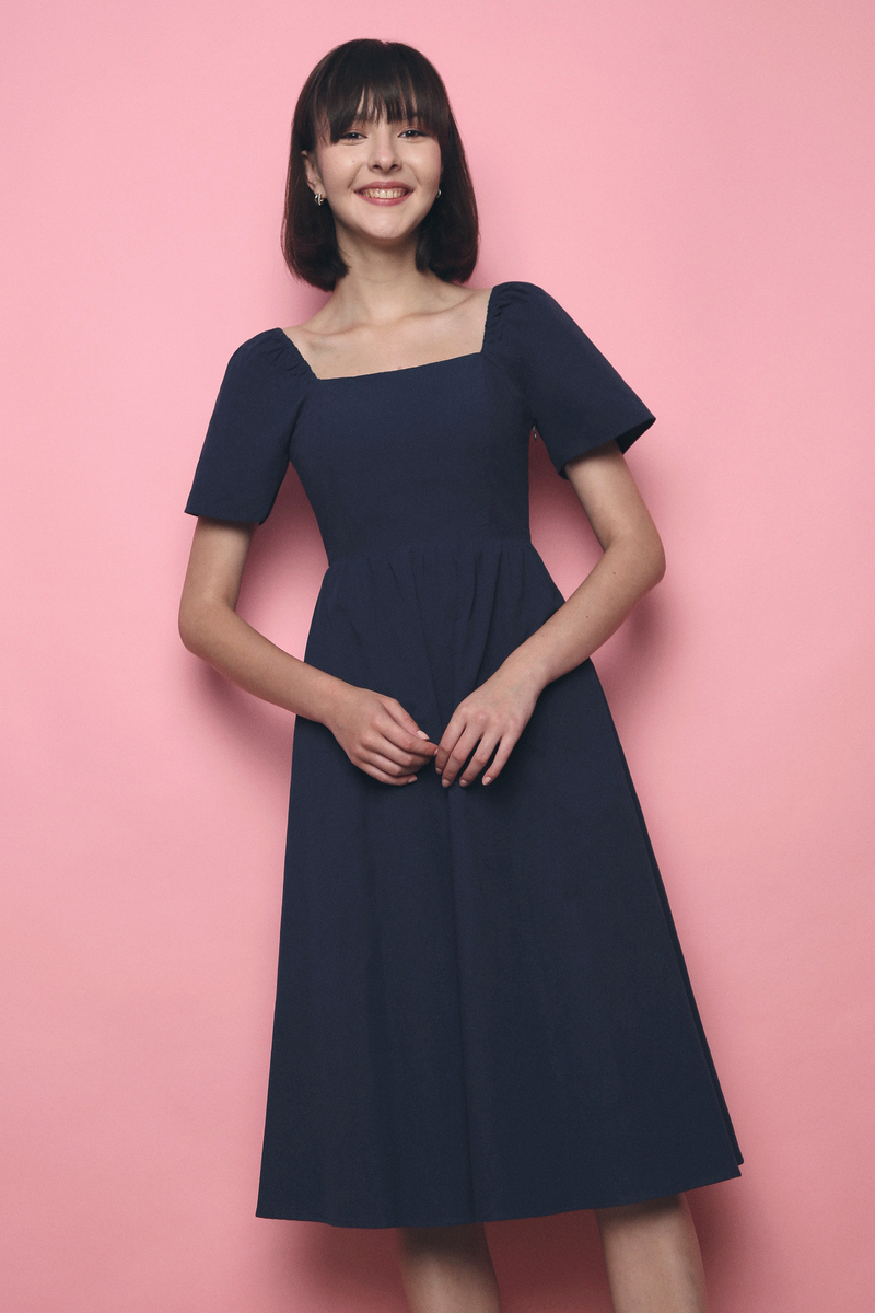 Laurel Padded Cross Back Dress Navy