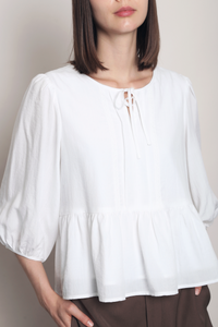 Laurel Lace Pleat Blouse White