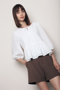 Laurel Lace Pleat Blouse White