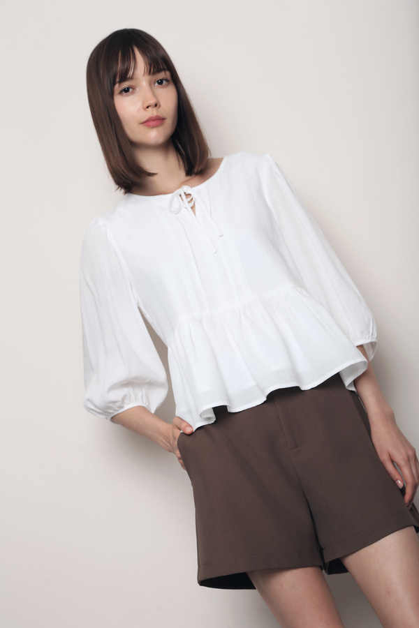 Laurel Lace Pleat Blouse White