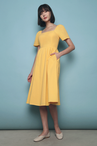 Laurel Padded Cross Back Dress Yellow