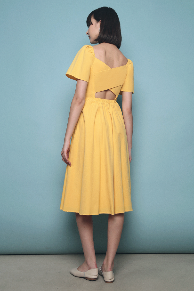 Laurel Padded Cross Back Dress Yellow