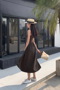 Saffron Racer Front Maxi Dress Brown (Backorder)