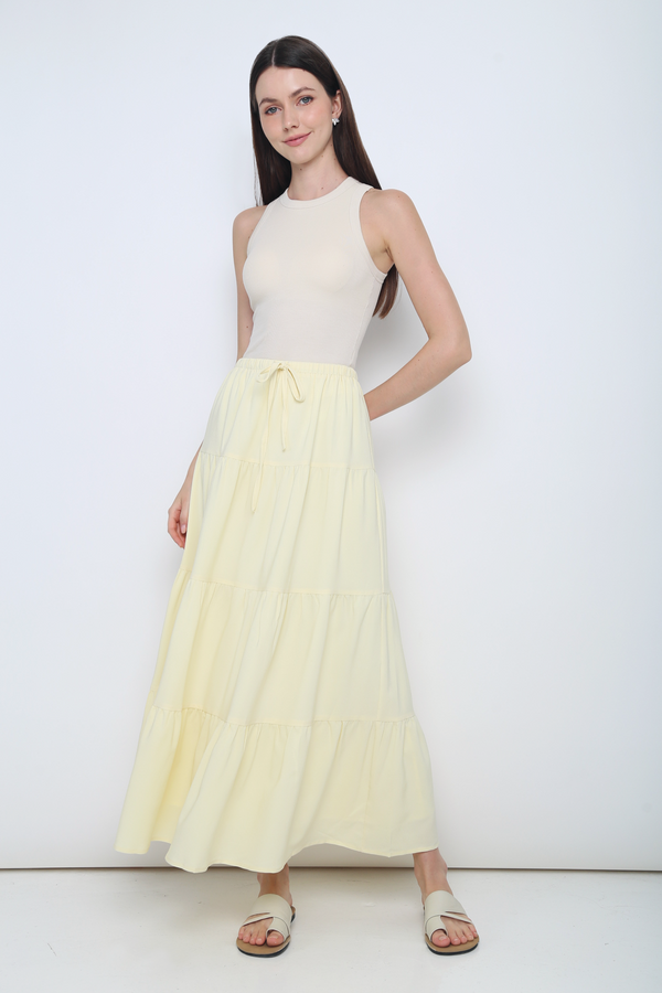 Lily Tiered Maxi Skirt Yellow