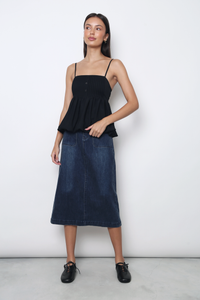 Lisbon Pleated Bubble Top Black (Backorder)