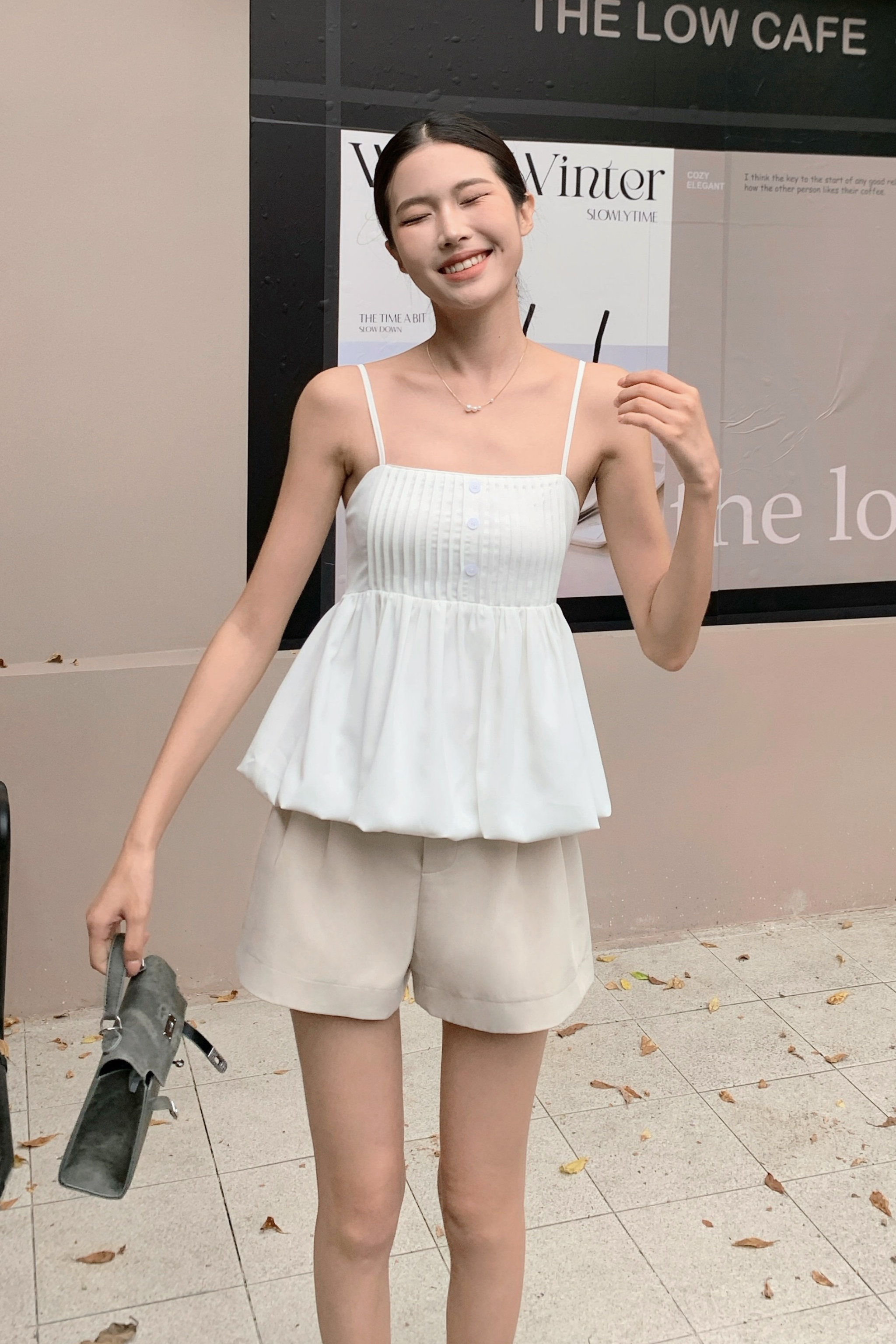 Lisbon Pleated Bubble Top White (Backorder)