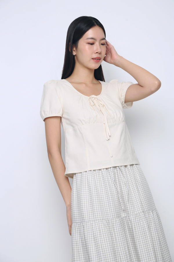 Loen Ruche Blouse Ivory (Backorder)