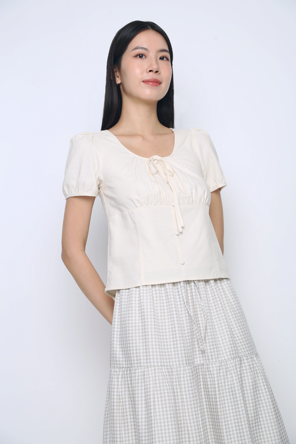 Loen Ruche Blouse Ivory (Backorder)