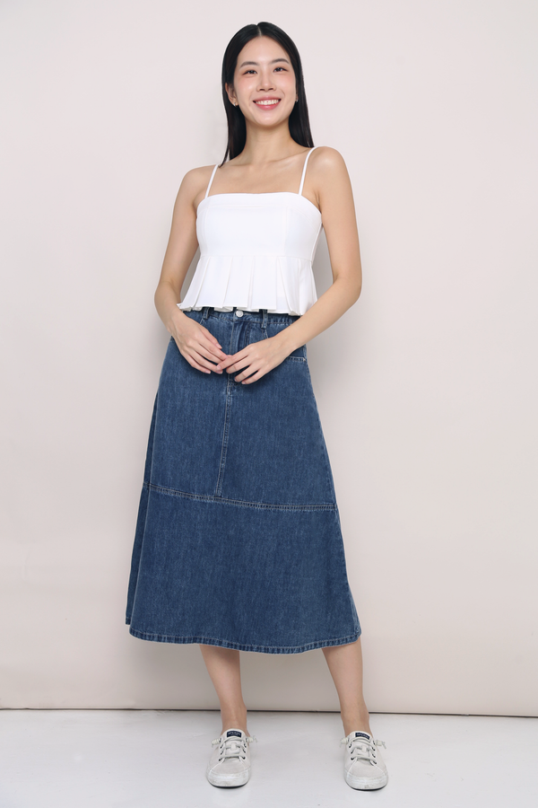 Reiko Ruffled Denim Midi Skirt (Preorder)