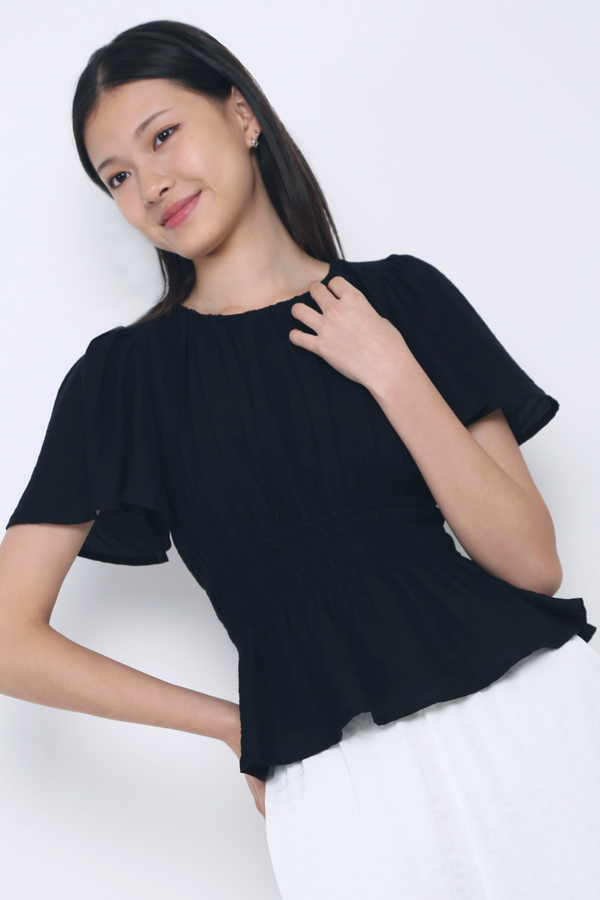 Lush Pleat Blouse Black
