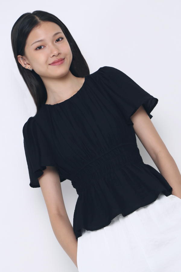 Lush Pleat Blouse Black