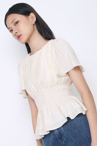 Lush Pleat Blouse Cream