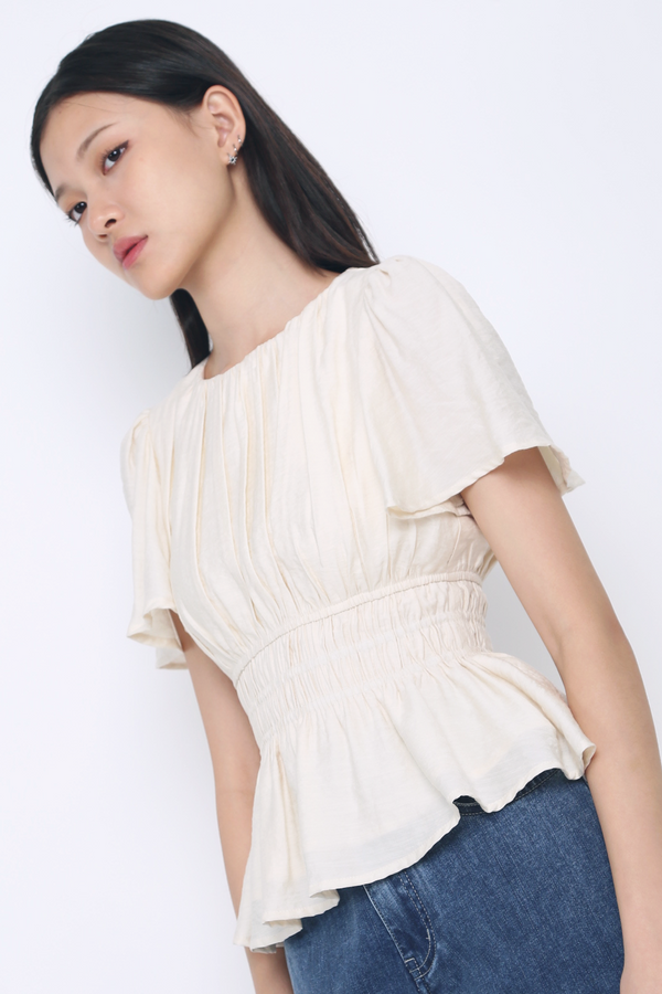 Lush Pleat Blouse Cream